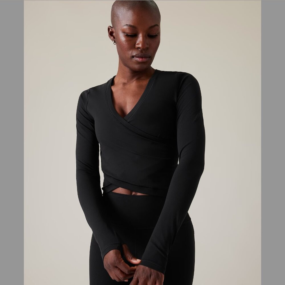 NWT Athleta Transcend Wrap Top XS black